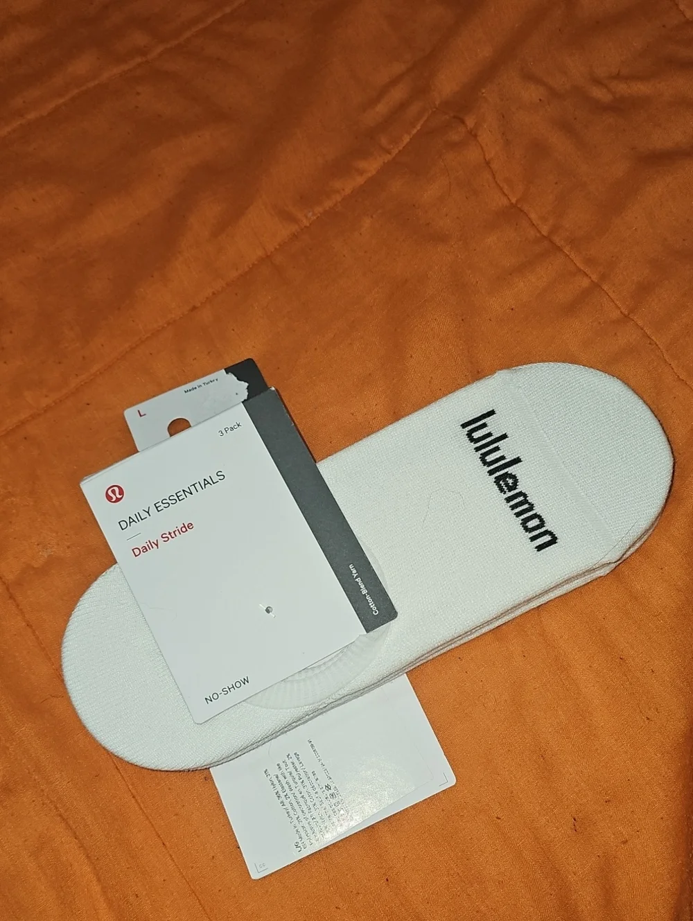 Lululemon Daily Essentials Daily Stride No Show Socks!! Sz Large, White & Black!